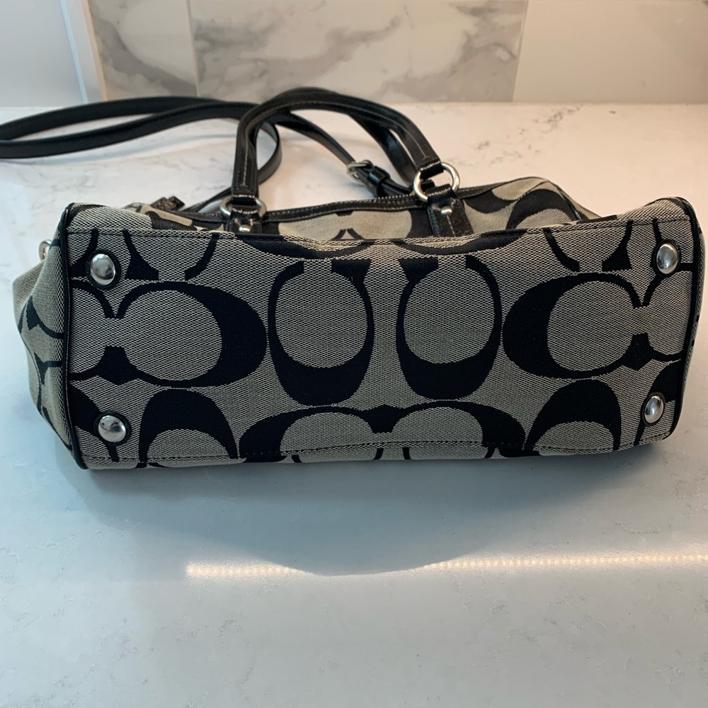 Coach Black Patent Leather White Logo Jacquard Bag - Picture 7 of 11